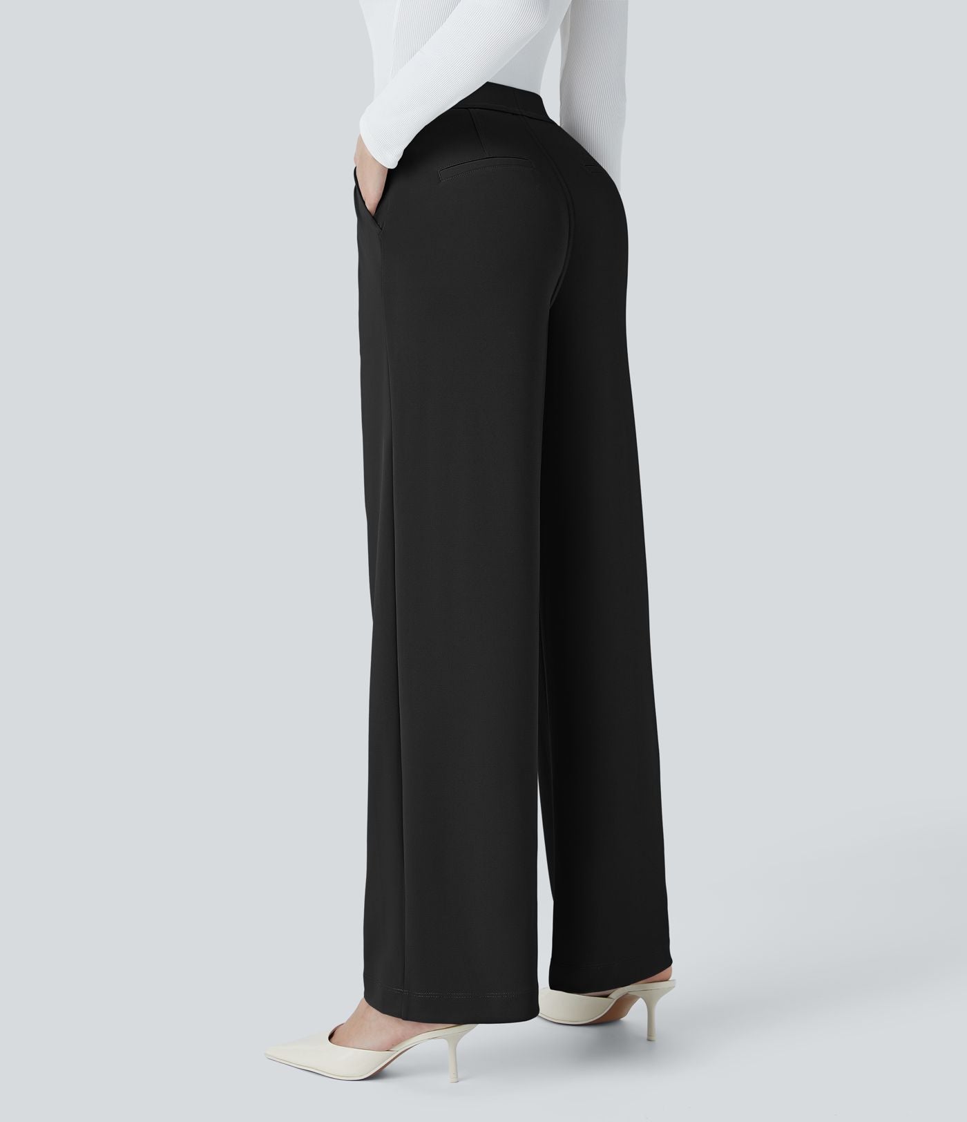 High Waisted Pocket Straight Leg Cool Touch Work Pants