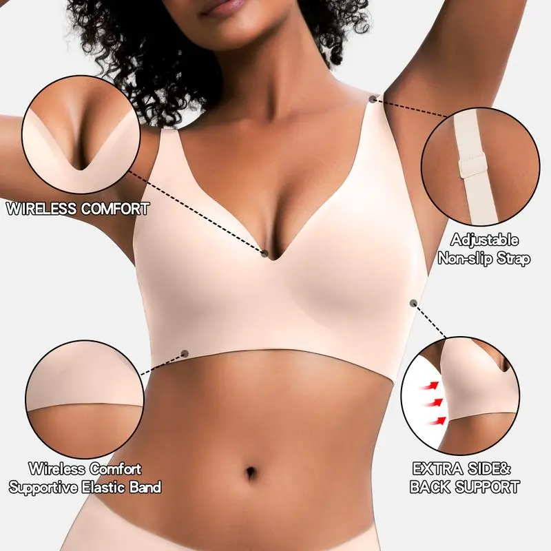 VRCÔMFY LiftEase™ V-Neck Wireless Bra - Comfort & Lift for Women